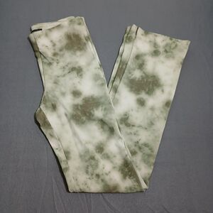 Zara Women M Green Tie dye Flared Zip Ankle Double Lined Leggings NWT